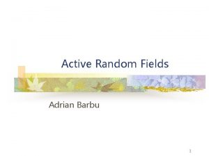 Active Random Fields Adrian Barbu 1 The MAP