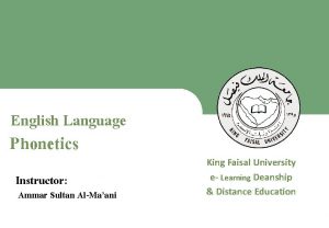English Language Phonetics King Faisal University e Learning