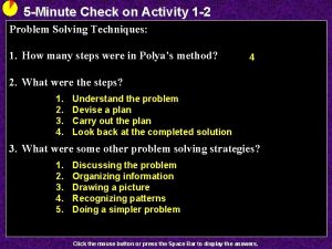 5 Minute Check on Activity 1 2 Problem