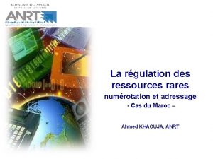 La rgulation des ressources rares numrotation et adressage