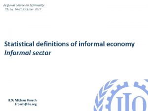 Regional course on Informality Chiba 16 20 October