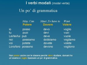 I verbi modali modal verbs Un po di