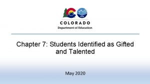 Chapter 7 Students Identified as Gifted and Talented