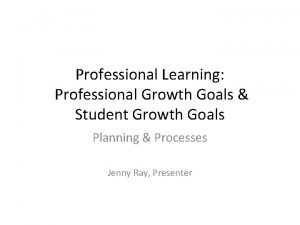 Professional Learning Professional Growth Goals Student Growth Goals