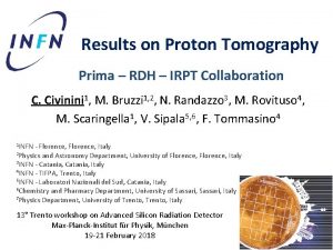 Results on Proton Tomography Prima RDH IRPT Collaboration