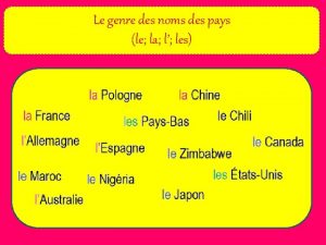 Le genre des noms des pays le la