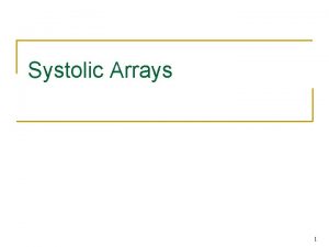 Systolic Arrays 1 Why Systolic Architectures n n