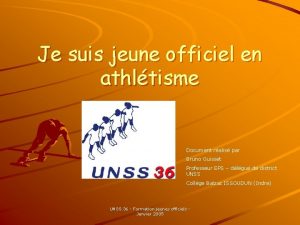 Je suis jeune officiel en athltisme Document ralis