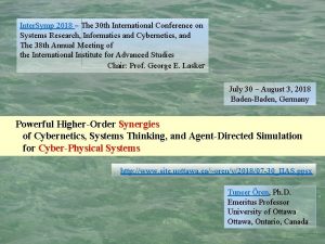 Inter Symp 2018 The 30 th International Conference