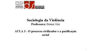 Sociologia da Violncia Professora Bruna Gisi AULA 3
