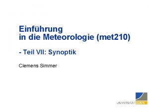 Einfhrung in die Meteorologie met 210 Teil VII