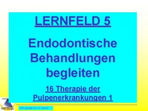 LERNFELD 5 Endodontische Behandlungen begleiten 16 Therapie der