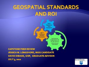 GEOSPATIAL STANDARDS AND ROI FGDC Geospatial Data Standards