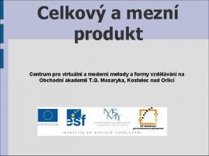 Celkov a mezn produkt Centrum pro virtuln a