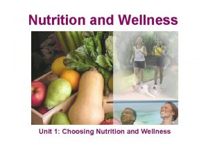 Nutrition and Wellness Unit 1 Choosing Nutrition and