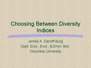 Choosing Between Diversity Indices James A DanoffBurg Dept
