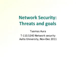 Network Security Threats and goals Tuomas Aura T110