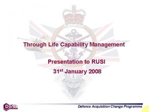 Through life capability management
