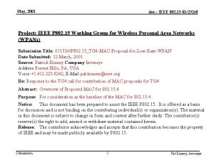 May 2001 doc IEEE 802 15 01232 r