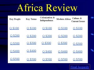 Africa Review Key People Key Terms Colonization Modern