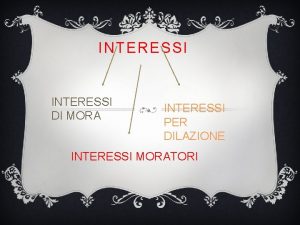 INTERESSI DI MORA INTERESSI PER DILAZIONE INTERESSI MORATORI