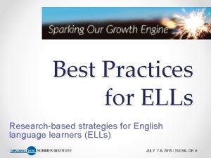 Best Practices for ELLs Researchbased strategies for English