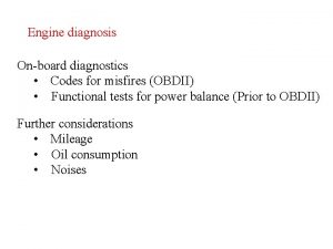 Engine diagnosis Onboard diagnostics Codes for misfires OBDII