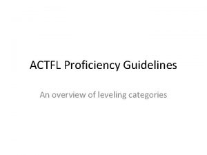 Actfl proficiency guidelines