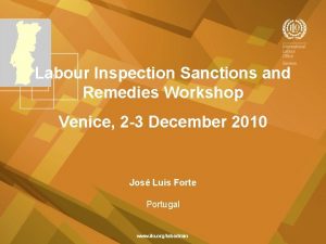 Labour Inspection Sanctions and Remedies Workshop Venice 2