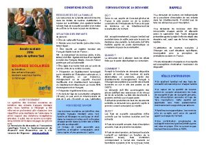 CONDITIONS DACCS RESSOURCES DE LA FAMILLE Les ressources