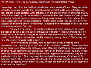 The Promise from The Sociological Imagination C Wright