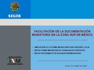 INSTITUTO NACIONAL DE MIGRACIN SECRETARA DE GOBERNACIN CENTRO