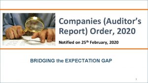 Companies Auditors Report Order 2020 Notified on 25