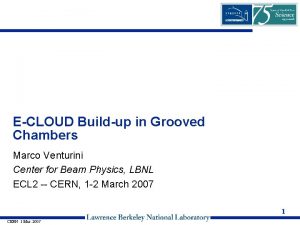 ECLOUD Buildup in Grooved Chambers Marco Venturini Center