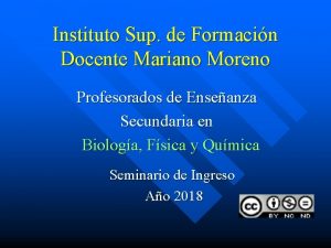 Instituto Sup de Formacin Docente Mariano Moreno Profesorados