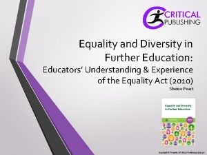 Equality and Diversity in Further Education Educators Understanding