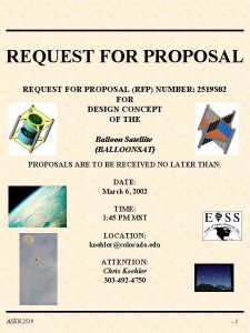 REQUEST FOR PROPOSAL RFP NUMBER 2519 S 02