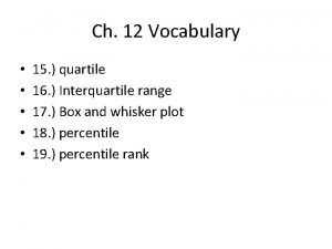 Ch 12 Vocabulary 15 quartile 16 Interquartile range