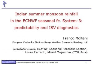 Indian summer monsoon rainfall in the ECMWF seasonal