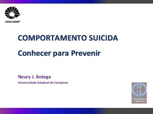 COMPORTAMENTO SUICIDA Conhecer para Prevenir Neury J Botega