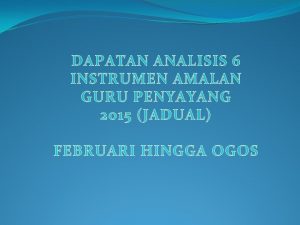 DAPATAN ANALISIS 6 INSTRUMEN AMALAN GURU PENYAYANG 2015