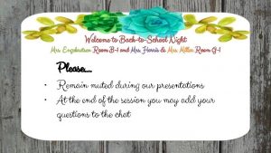 Welcome to BacktoSchool Night Mrs Engebretsen Room B1