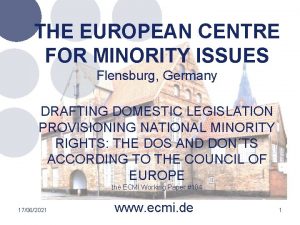 THE EUROPEAN CENTRE FOR MINORITY ISSUES Flensburg Germany