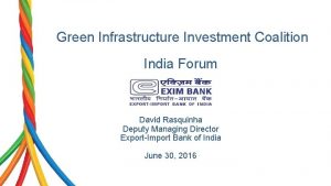 Green Infrastructure Investment Coalition India Forum David Rasquinha