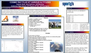 COSMIC RAY FLUX AT VARIOUS ALTITUDES Aakash Shah