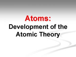 Atoms Development of the Atomic Theory Democritus n