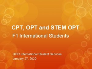 CPT OPT and STEM OPT F 1 International