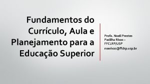 Fundamentos do Currculo Aula e Planejamento para a