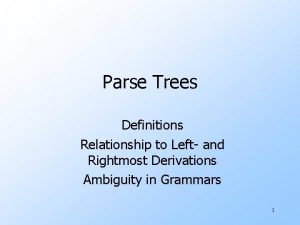 Parse Trees Definitions Relationship to Left and Rightmost