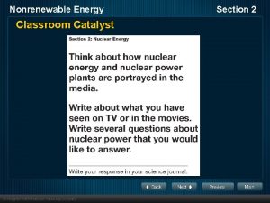 Nonrenewable Energy Classroom Catalyst Section 2 Nonrenewable Energy